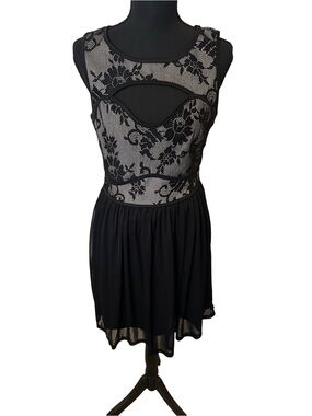 Black Lace Cutout Mini Dress